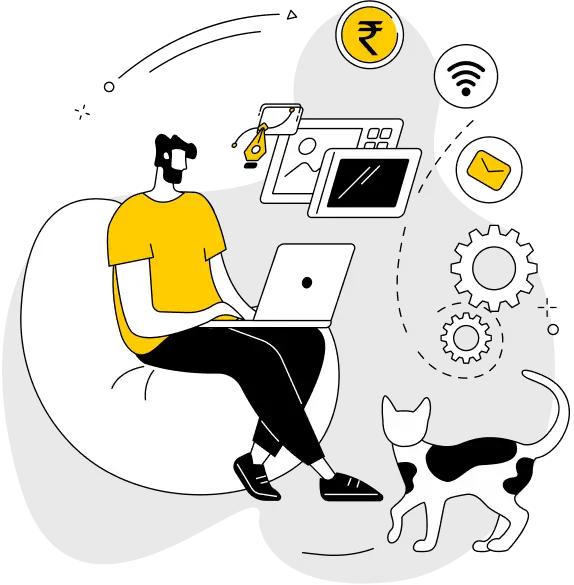 The Elastration man works in the office for our digital marketing services work portfolio